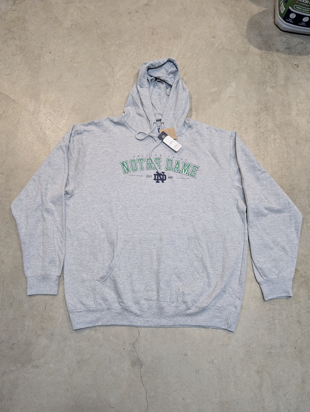 NWT Blue 84 Light Gray Notre Dame Pullover Hoodie Adult 2XL